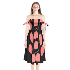 Craft Pink Black Polka Spot Shoulder Tie Bardot Midi Dress by Mariart