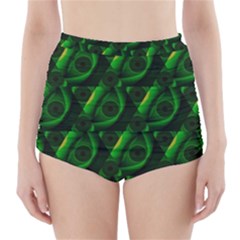 Green Eye Line Triangle Poljka High-waisted Bikini Bottoms by Mariart
