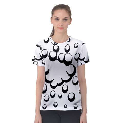 Splash Bubble Black White Polka Circle Women s Sport Mesh Tee by Mariart