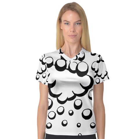Splash Bubble Black White Polka Circle Women s V-neck Sport Mesh Tee by Mariart