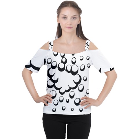 Splash Bubble Black White Polka Circle Women s Cutout Shoulder Tee by Mariart