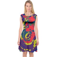 Abstract Art Capsleeve Midi Dress by ValentinaDesign