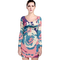 Abstract Art Long Sleeve Velvet Bodycon Dress by ValentinaDesign