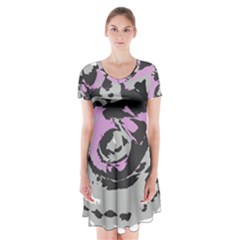 Abstract Art Short Sleeve V-neck Flare Dress by ValentinaDesign