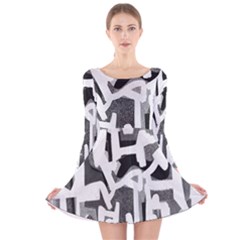 Abstract Art Long Sleeve Velvet Skater Dress by ValentinaDesign