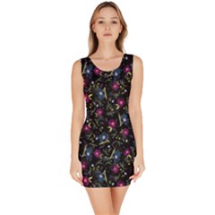 Floral Pattern Sleeveless Bodycon Dress by ValentinaDesign