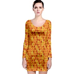 Honeycomb Pattern Honey Background Long Sleeve Bodycon Dress by Nexatart