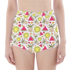 Summer Fruits Pattern High-waisted Bikini Bottoms by TastefulDesigns