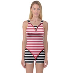 Heart Stripes Symbol Striped One Piece Boyleg Swimsuit by Nexatart