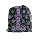 Fantasy Flower Forest  In Peacock Jungle Wood Drawstring Pouches (Extra Large) View1