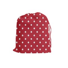 Red Polka Dots Drawstring Pouches (large)  by LokisStuffnMore
