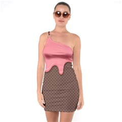 Ice Cream Pink Choholate Plaid Chevron One Soulder Bodycon Dress by Mariart