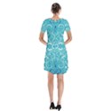 Repeatable Flower Leaf Blue Short Sleeve V-neck Flare Dress View2
