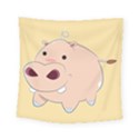 Happy Cartoon Baby Hippo Square Tapestry (Small) View1