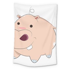 Happy Cartoon Baby Hippo Large Tapestry by Catifornia