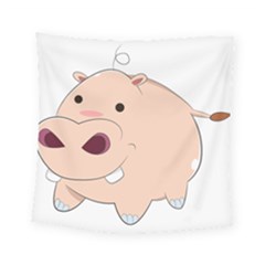 Happy Cartoon Baby Hippo Square Tapestry (small) by Catifornia