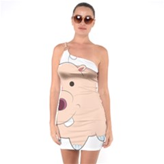 Happy Cartoon Baby Hippo One Soulder Bodycon Dress by Catifornia