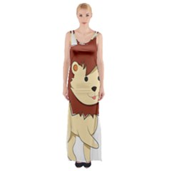 Happy Cartoon Baby Lion Maxi Thigh Split Dress by Catifornia