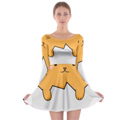 Yellow Cat Egg Long Sleeve Skater Dress by Catifornia