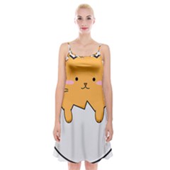 Yellow Cat Egg Spaghetti Strap Velvet Dress by Catifornia