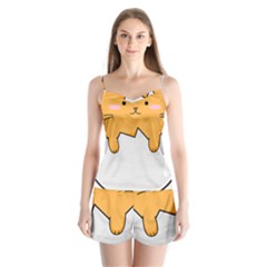 Yellow Cat Egg Satin Pajamas Set by Catifornia