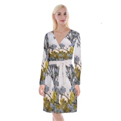 Morning Promise Long Sleeve Velvet Front Wrap Dress by oddzodd
