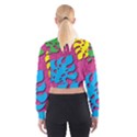 Vintage Unique Graphics Memphis Style Geometric Leaf Green Blue Yellow Pink Cropped Sweatshirt View2