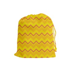 Zigzag (orange And Yellow) Drawstring Pouches (large)  by berwies
