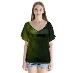 Beautiful Fractal Pines In The Misty Spring Night Flutter Sleeve Top by jayaprime