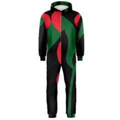 Illustrators Portraits Plants Green Red Polka Dots Hooded Jumpsuit (men)  by Mariart