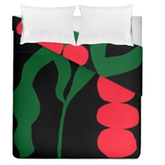 Illustrators Portraits Plants Green Red Polka Dots Duvet Cover Double Side (queen Size) by Mariart
