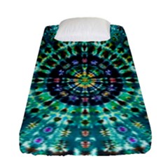Peacock Throne Flower Green Tie Dye Kaleidoscope Opaque Color Fitted Sheet (single Size) by Mariart