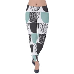 Sugar Blue Fabric Polka Dots Circle Velvet Leggings by Mariart