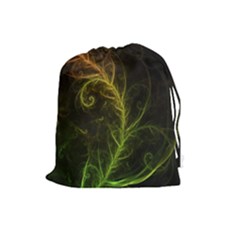 Fractal Hybrid Of Guzmania Tuti Fruitti And Ferns Drawstring Pouches (large)  by jayaprime