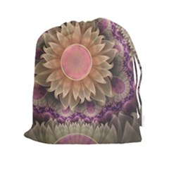 Pastel Pearl Lotus Garden Of Fractal Dahlia Flowers Drawstring Pouches (xxl) by jayaprime