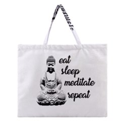 Eat, Sleep, Meditate, Repeat  Zipper Large Tote Bag by Valentinaart