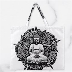 Ornate Buddha Zipper Large Tote Bag by Valentinaart