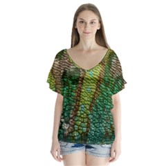 Chameleon Skin Texture Flutter Sleeve Top by BangZart