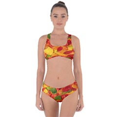 Leaves Texture Criss Cross Bikini Set by BangZart