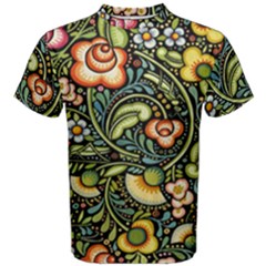 Bohemia Floral Pattern Men s Cotton Tee by BangZart
