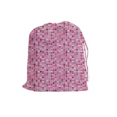 Abstract Pink Squares Drawstring Pouches (large)  by BangZart