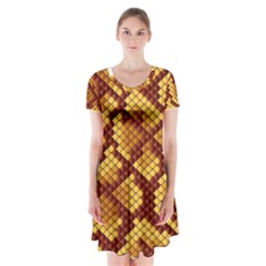 Snake Skin Pattern Vector Short Sleeve V-neck Flare Dress by BangZart