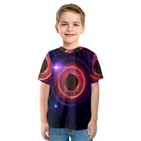 The Little Astronaut On A Tiny Fractal Planet Kids  Sport Mesh Tee by jayaprime