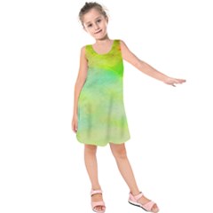 Abstract Yellow Green Oil Kids  Sleeveless Dress by BangZart
