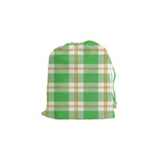 Abstract Green Plaid Drawstring Pouches (small)  by BangZart