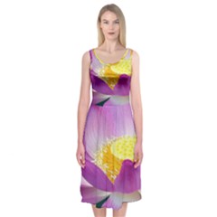 Pink Lotus Flower Midi Sleeveless Dress by BangZart