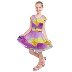 Pink Lotus Flower Kids  Short Sleeve Dress by BangZart