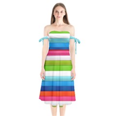 Colorful Plasticine Shoulder Tie Bardot Midi Dress by BangZart