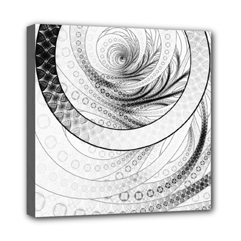 Enso, A Perfect Black And White Zen Fractal Circle Mini Canvas 8  X 8  by jayaprime