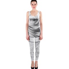 Enso, A Perfect Black And White Zen Fractal Circle Onepiece Catsuit by jayaprime